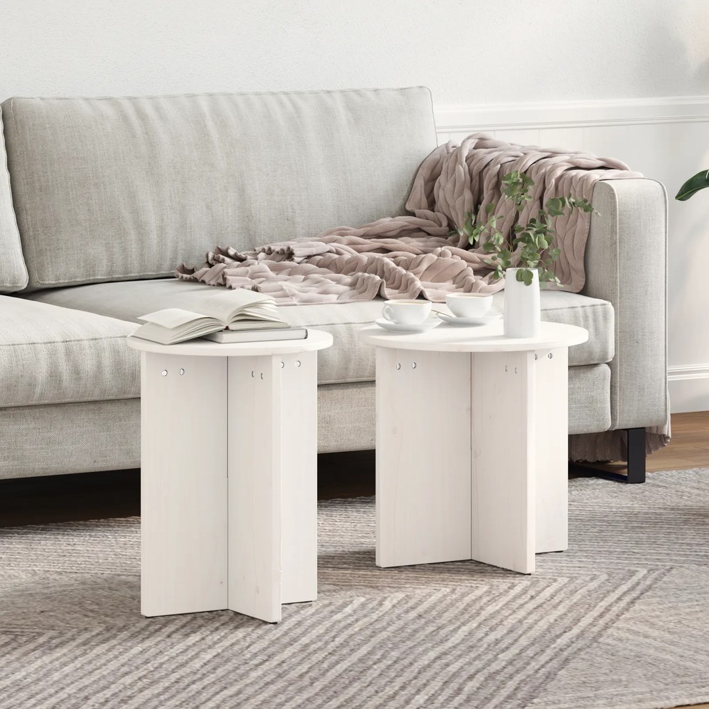 vidaXL Set de măsuțe de cafea 2 pcs Alb 41.5 x 41.5 x 41 cm