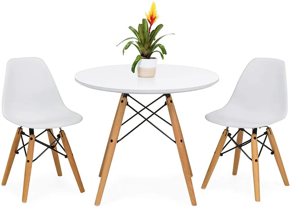 Set de 4 scaune moderne pentru dining cu masă, în 3 culori - alb