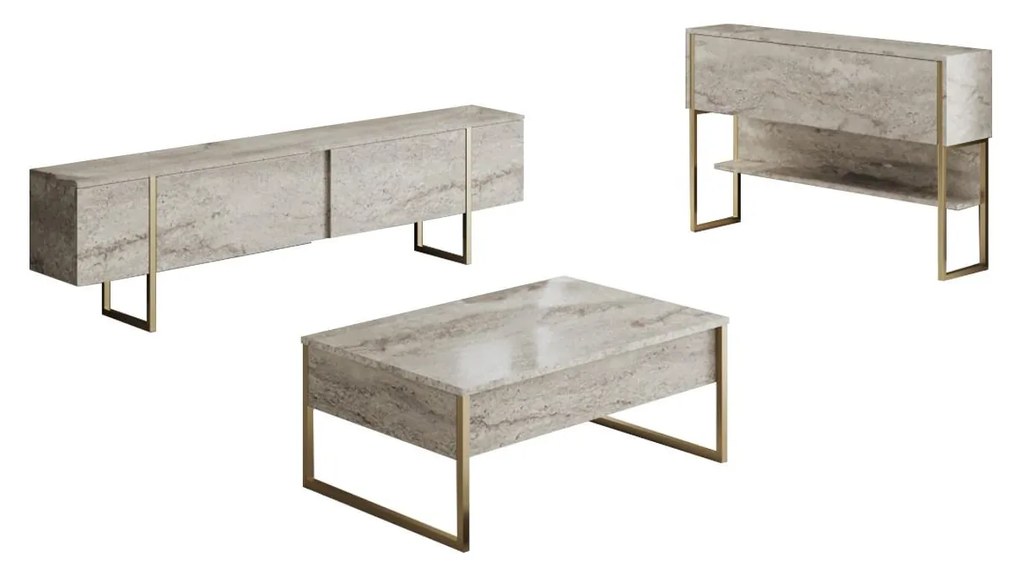 Mobilier living Luna set (Travertin + auriu) . 1102332