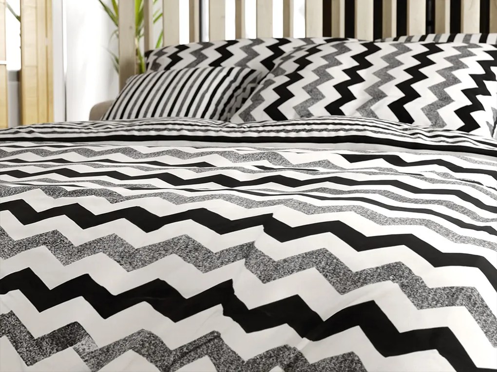 Lenjerie de pat din bumbac Renforce DUNGI alb-negru Dimensiune lenjerie de pat: 70 x 90 cm | 140 x 200 cm