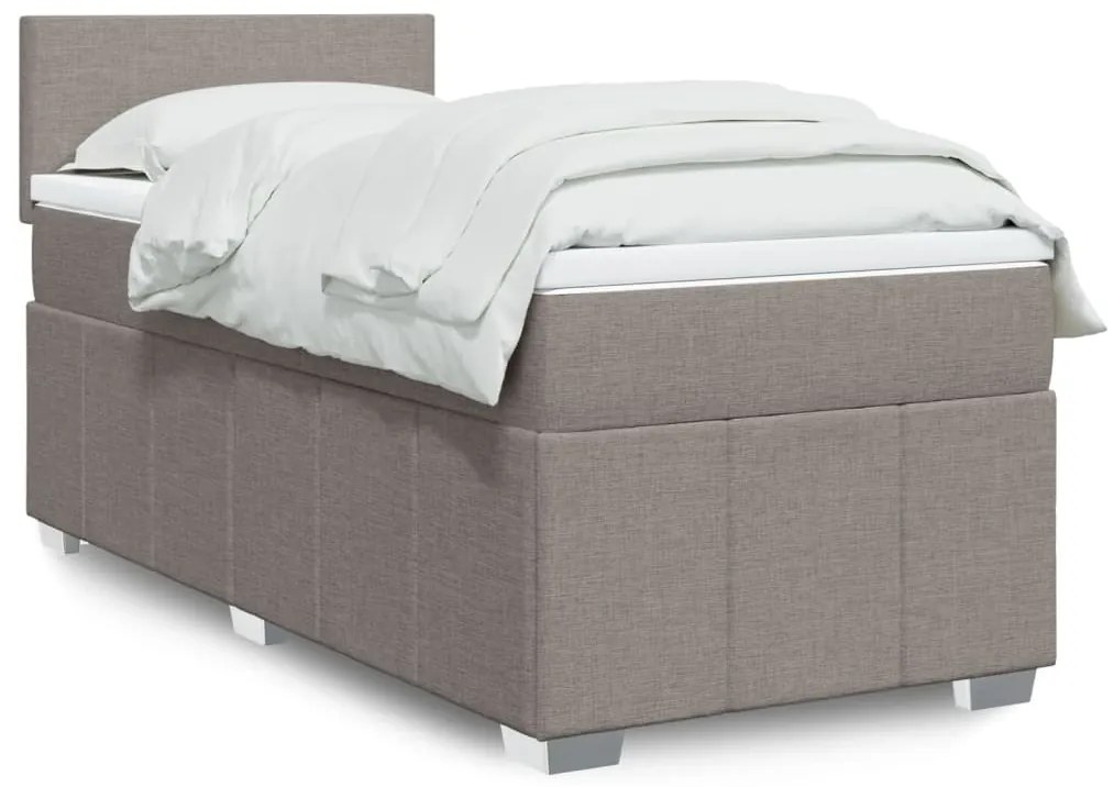 vidaXL Pat box spring cu saltea, gri taupe, 80x200 cm, textil