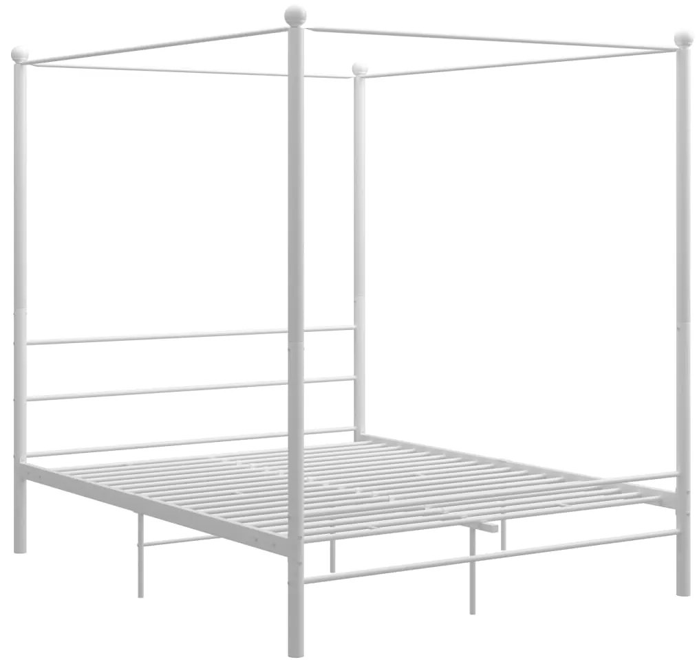 325064 vidaXL Cadru de pat cu baldachin, alb, 160x200 cm, metal