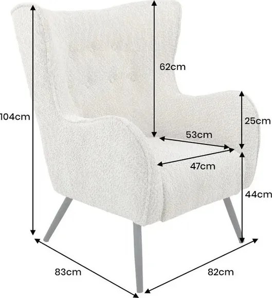 Fotoliu elegant design retro AMSTERDAM boucle greige