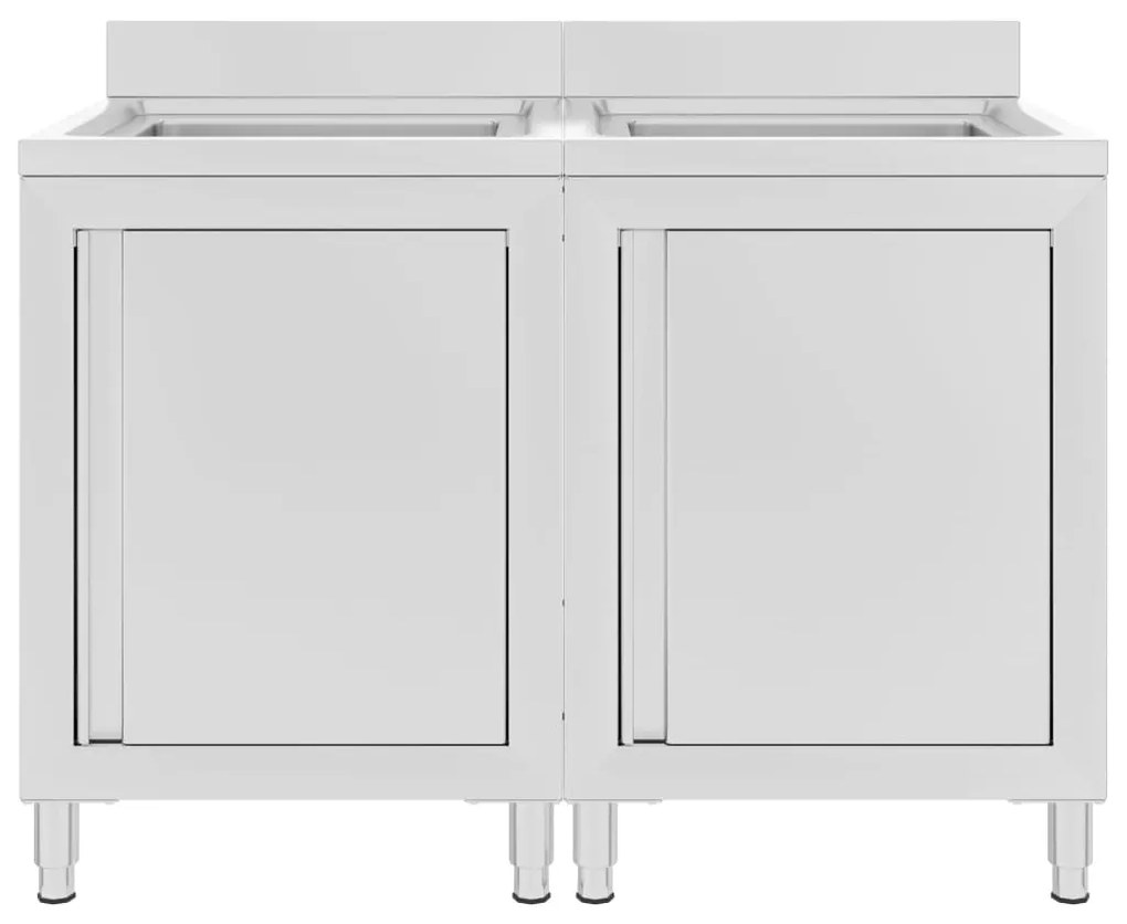Dulap comercial pentru chiuveta, 2 buc., otel inoxidabil 1, 120 x 60 x 96 cm (chiuveta dubla)