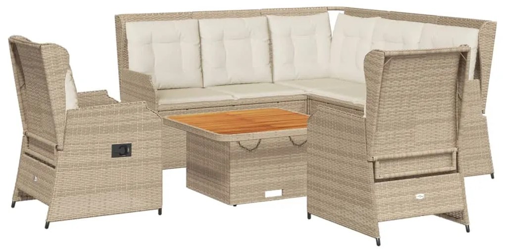 3262158 vidaXL Set mobilier de grădină cu perne, 6 piese, bej, poliratan