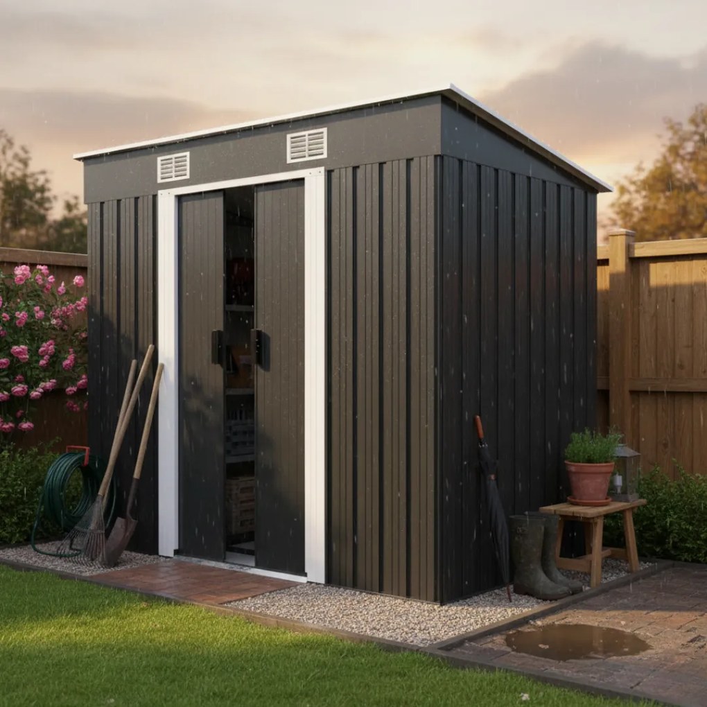 Căsuță de grădină pentru unelte L, 196x122x182 cm, antracit Jurhan