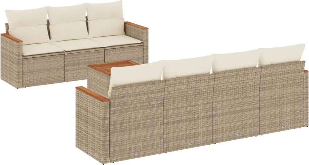 vidaXL Set canapele de grădină, 8 piese, cu perne, bej, poliratan