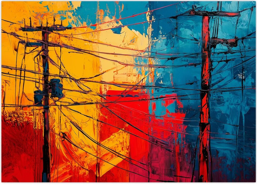 Tablou - Linii electrice abstracte (70x50 cm)