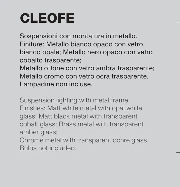 Lustra suspendata, Pendul CLEOFE ambra, alb, cobalt sau ecru