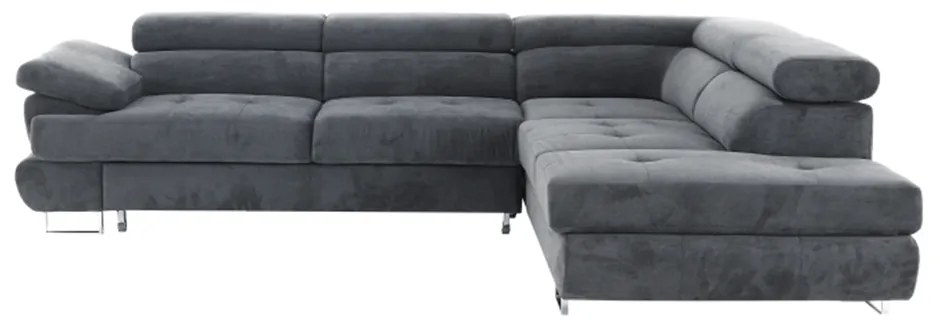 Colţar, material textil gri, model dreapta, BUTON P