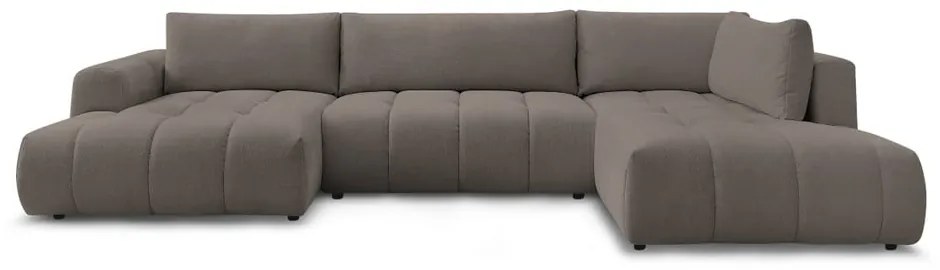 Colțar taupe extensibil/cu spațiu de depozitare (cu colț pe partea dreaptă/în formă de "U") Fuji – Bobochic Paris