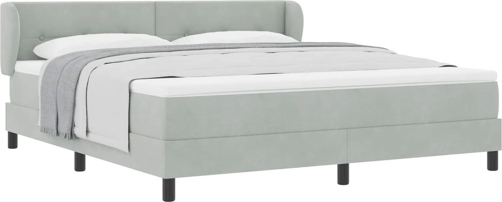 vidaXL Pat cu arcuri cu saltea Gri deschis 180 x 200 cm Catifea