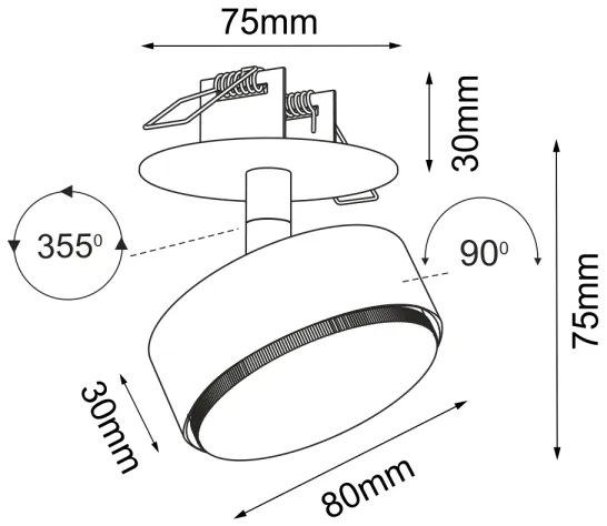 Brosline 3258 - Spot de tavan încastrat DROP 1xGX53/9W/230V, negru