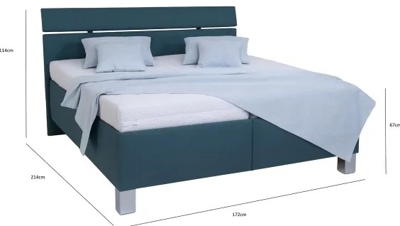 Pat tapițat ALIS 160x200 cm cu saltea inclusă și spațiu de depozitare, petrol