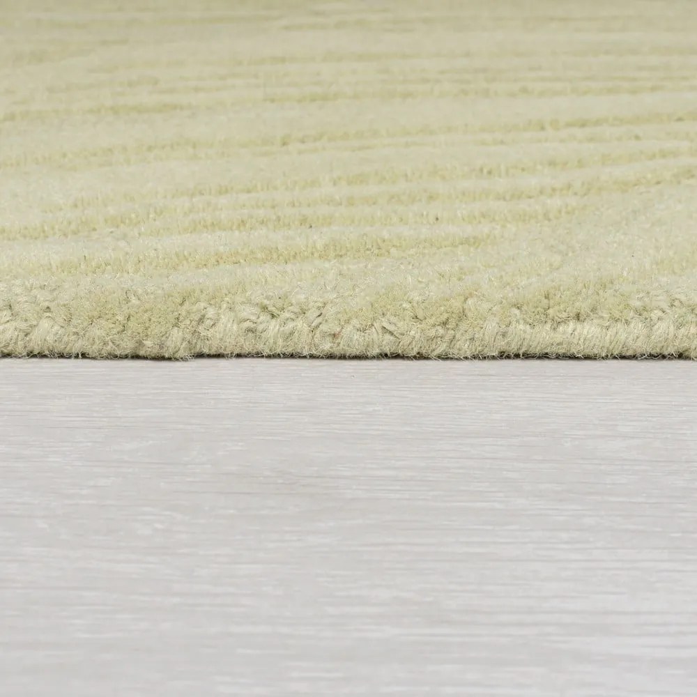 Covor verde rotund din lână ø 160 cm Lino Leaf – Flair Rugs