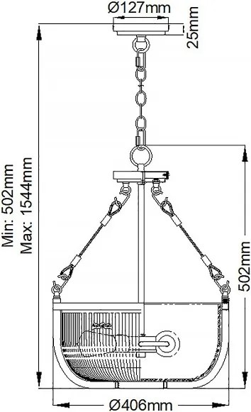 Quintiesse QN-ROUX3-NBR - Candelabru ROUX pe lanț, 3xE27/60W/230V, auriu