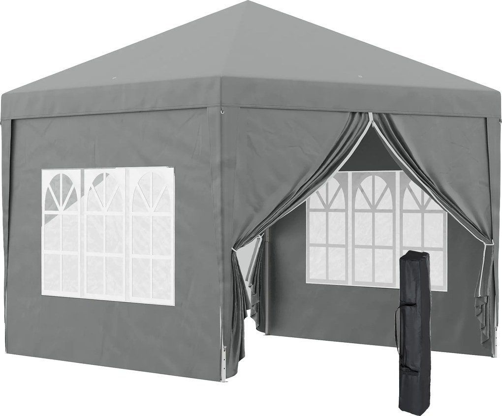 Outsunny Foișor de Grădină Impermeabil, cu Panouri Laterale Pliabile din Oțel și Acoperiș, 2,95x2,95x2,58 m, Verde | Aosom Romania