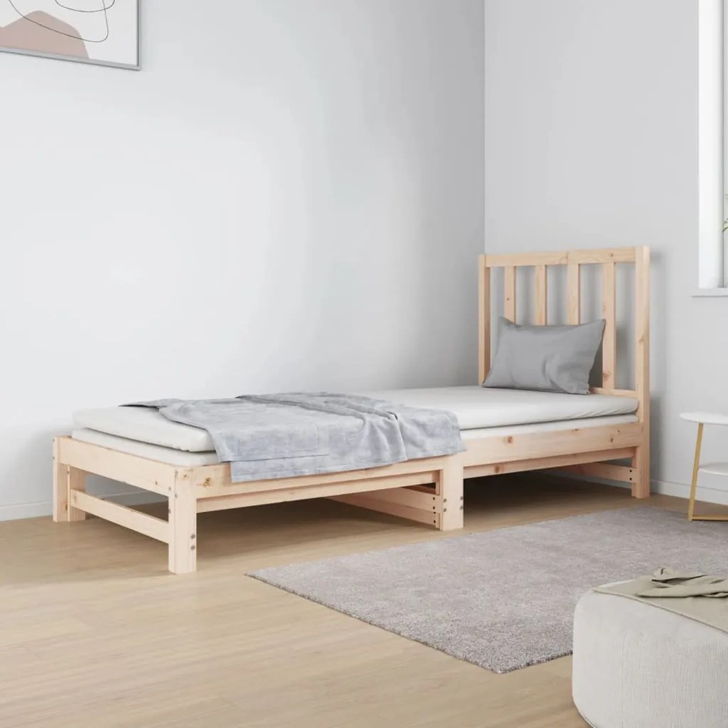 3124752 vidaXL Pat de zi extensibil, 2x(90x190) cm, lemn masiv de pin