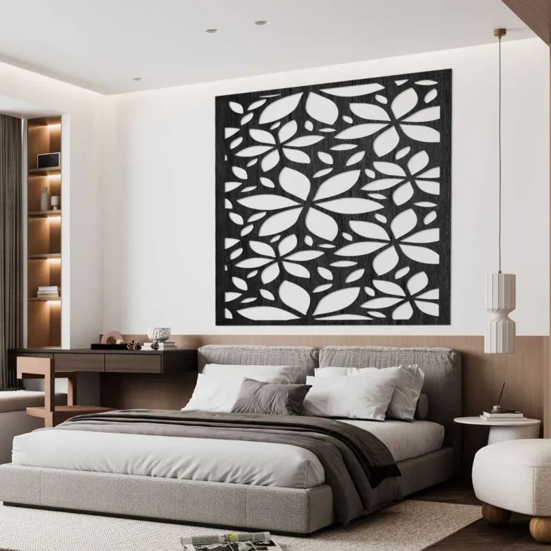 SENTOP | Decorațiune de perete din lemn cu flori pătrate | SAJFO