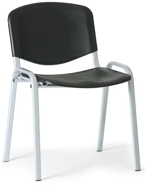 Scaun din plastic ISO - picioare gri, negru