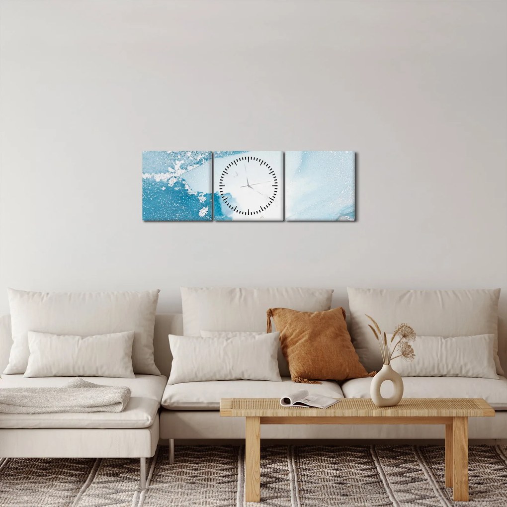 Tablou - Decor albastru (cu ceas) (90x30 cm)