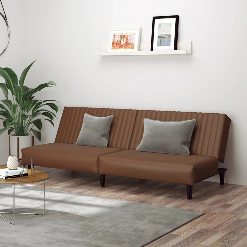 337662 vidaXL Canapea extensibilă cu 2 locuri, maro, piele ecologică