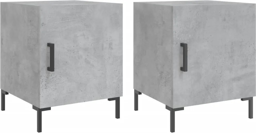 vidaXL Noptiere, 2 buc., gri beton, 40x40x50 cm, lemn compozit