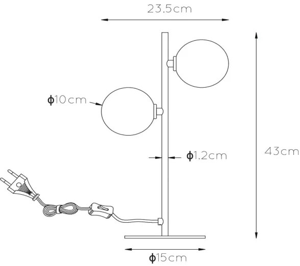 Lampă de masă TYCHO 2xG9/28W/230V neagră Lucide 45574/02/30