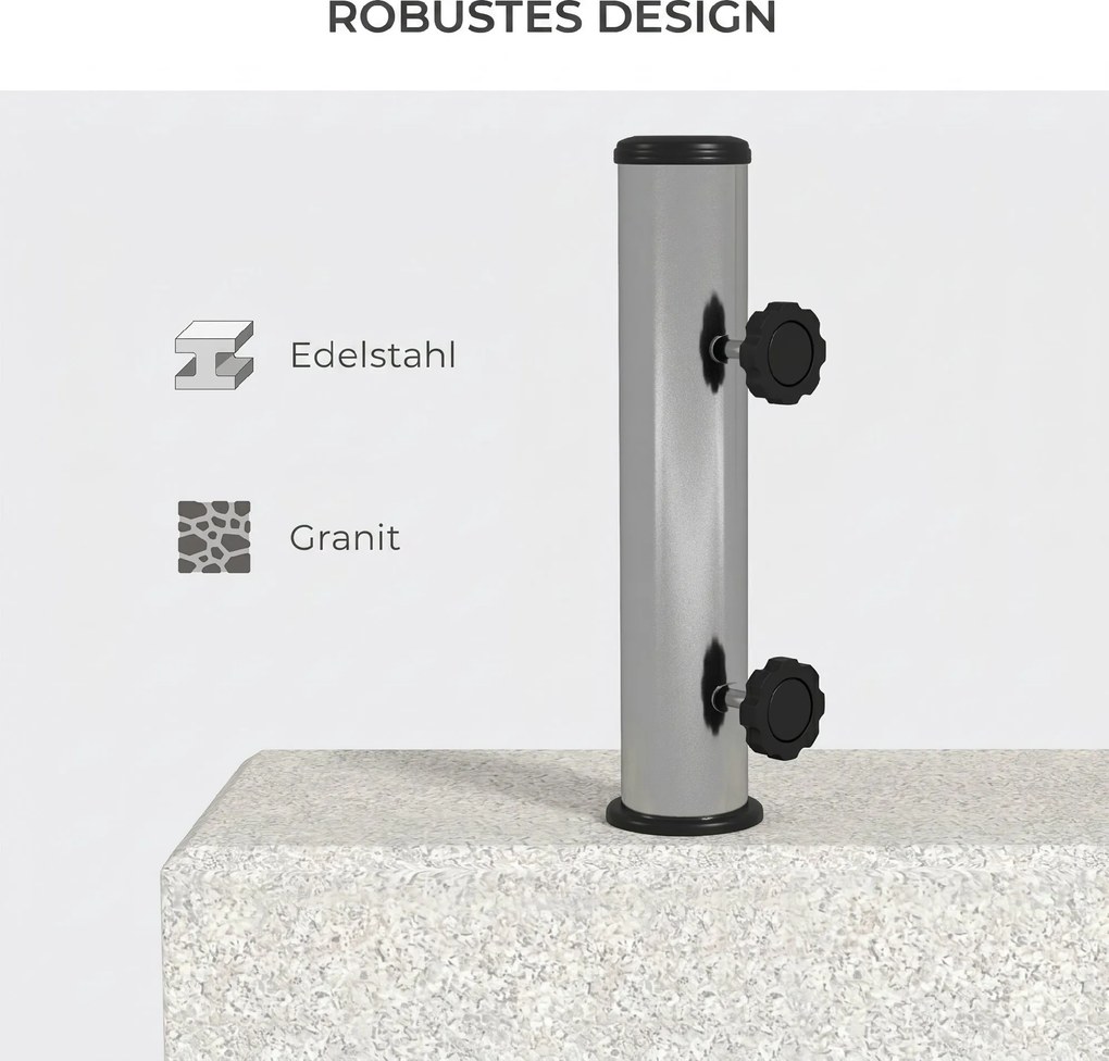 Outsunny Baza Umbrelă Gradină 25kg Granit Oțel Inoxidabil pentru Stâlpi Ø32-48mm | Aosom Romania