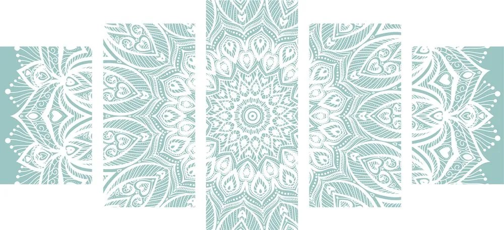 Tablou 5-piese Mandala armonie pe un fundal albastru