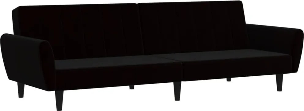vidaXL Canapea extensibilă cu 2 locuri, negru, catifea