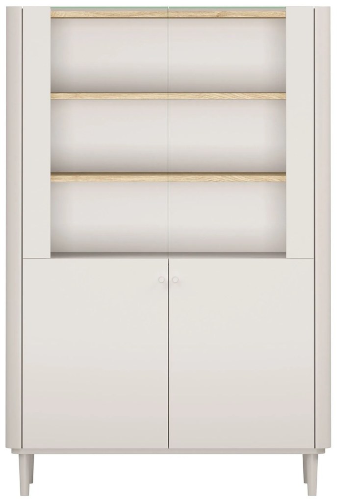 Vitrină cu picioare Elivo 100 cm, cu două uși - cașmir / stejar uleiat