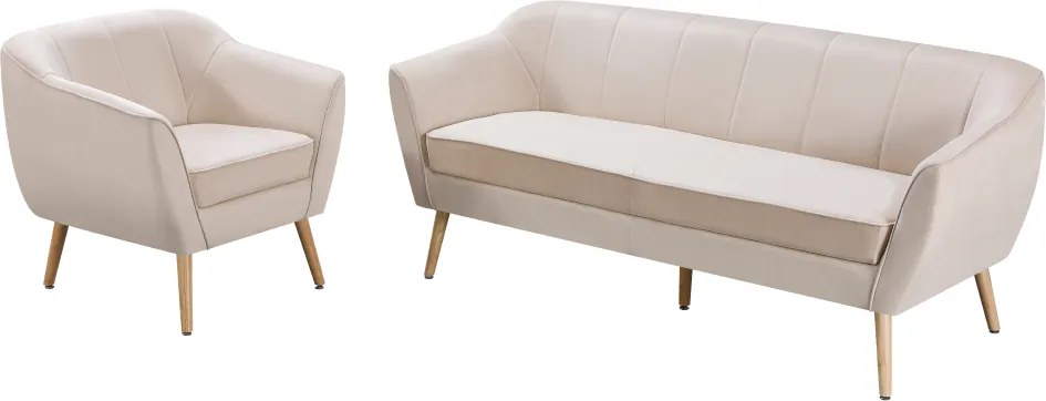 Fotoliu de design, ţesătură Velvet bej/natur, VIODA
