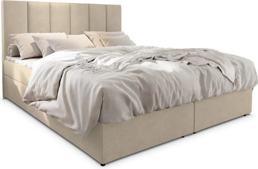OFERTA Pat tapitat boxspring MERALIS 180x200 cm bej II. calitate