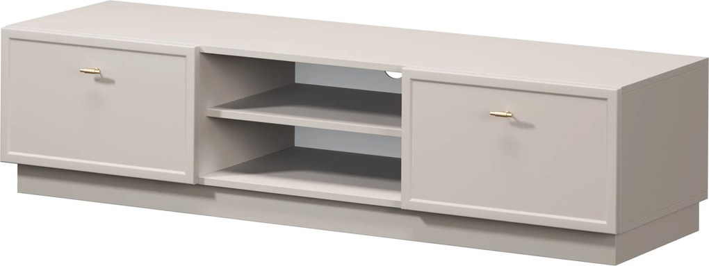 Comodă TV Lorini 150 cm cu sertare - culoare cașmir / mânere aurii tip T-bar