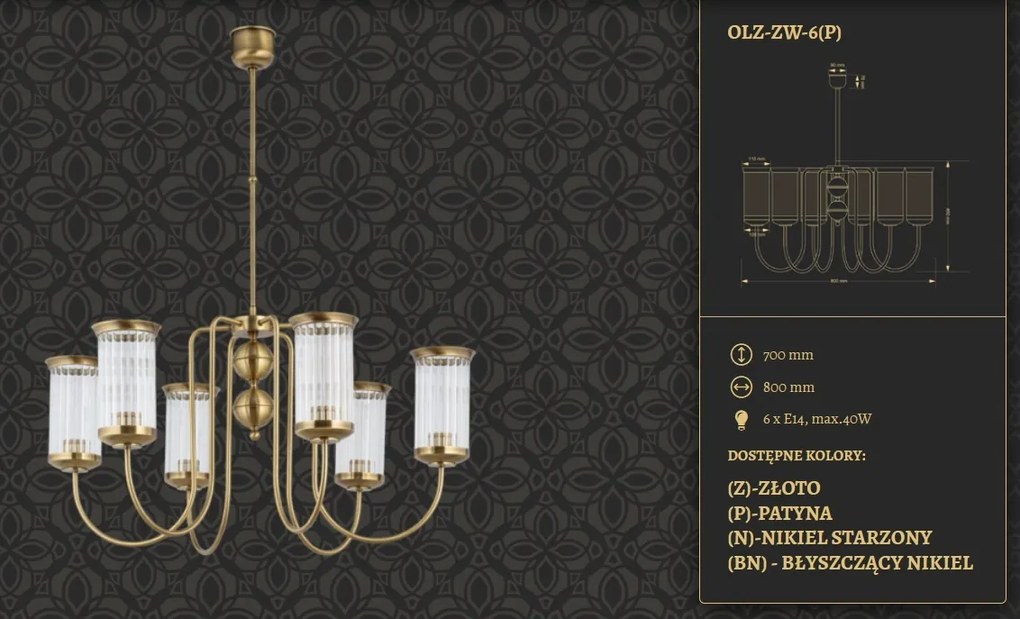 Candelabru 6 brate design clasic din alama OLZANO