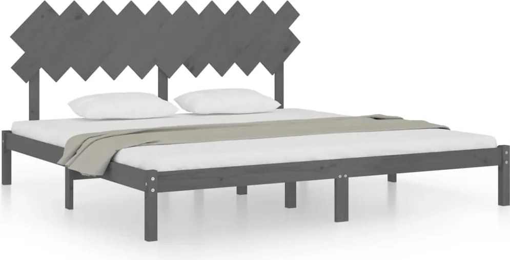 vidaXL Cadru de pat, gri, 200x200 cm, lemn masiv