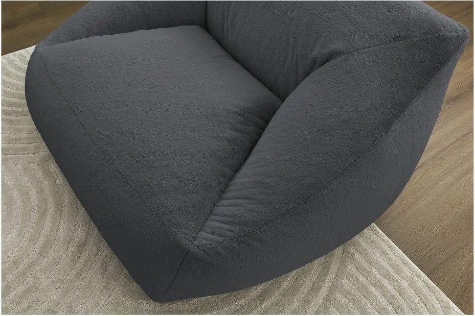 Fotoliu bean bag gri închis cu tapițerie din blană artificială Lilibet – Bobochic Paris