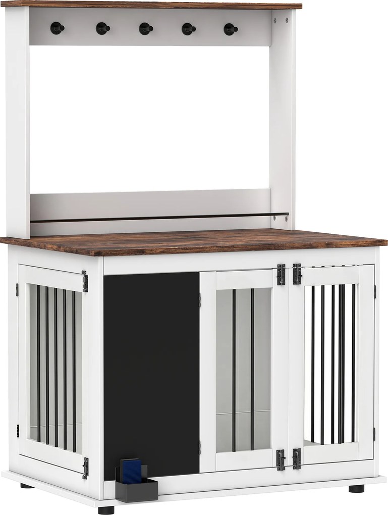 PawHut Cutie pentru câini cu raft de depozitare pentru jucării, cârlige pentru lese, tablă pentru scris, burete pentru șters, pentru câini mari, Alb | Aosom Romania