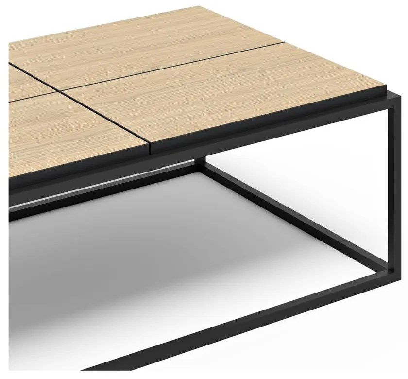 Măsuță de cafea negru-natural cu blat cu aspect de lemn de stejar 75x120 cm Douro – TemaHome