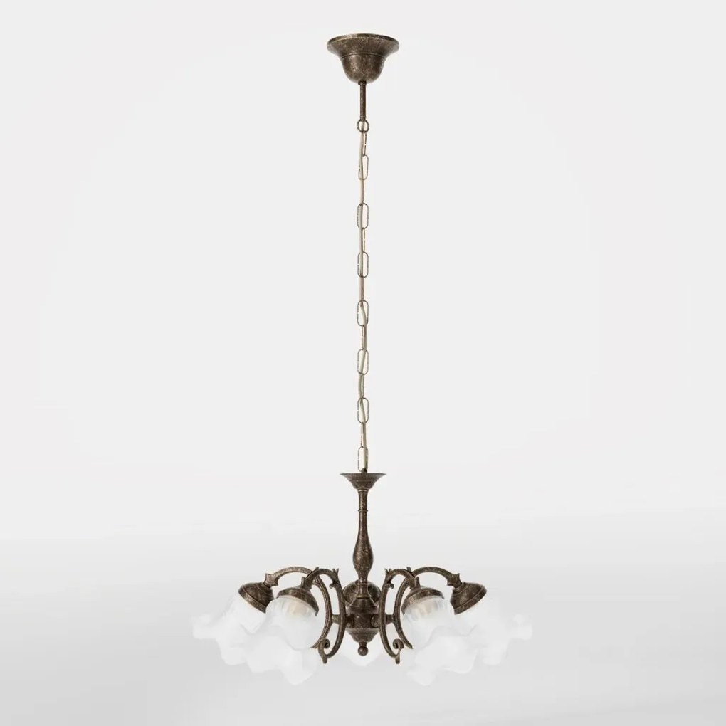 Candelabru stil clasic italian din alama si sticla Ricciolo