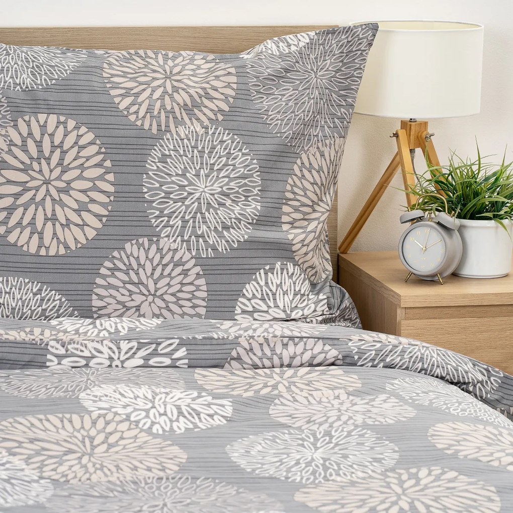 Lenjerie de pat din bumbac 4Home Grey Petals, 220 x 200 cm, 2 buc. 70 x 90 cm