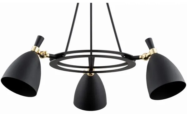 Lustră pe tijă CHARLOTTE 3xE27/15W/230V neagră/aurie Argon 6149