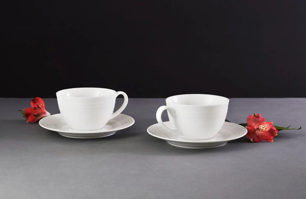 Set servire ceai sau cafea, 12 piese, 6 persoane, alb, Linea