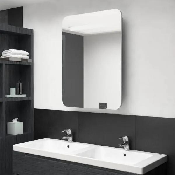 vidaXL Dulap de baie cu oglindă și led-uri, gri beton, 60x11x80 cm