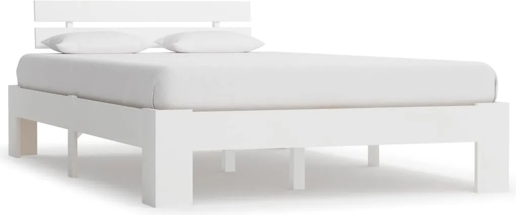 vidaXL Cadru de pat cu tăblie, alb, 140x200 cm, lemn masiv de pin