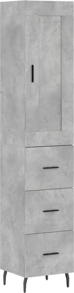 vidaXL Dulap înalt, gri beton, 34,5x34x180 cm, lemn prelucrat