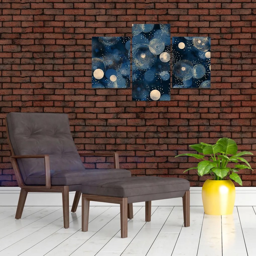 Tablou - Inele Albastru-Aurii (90x60 cm)