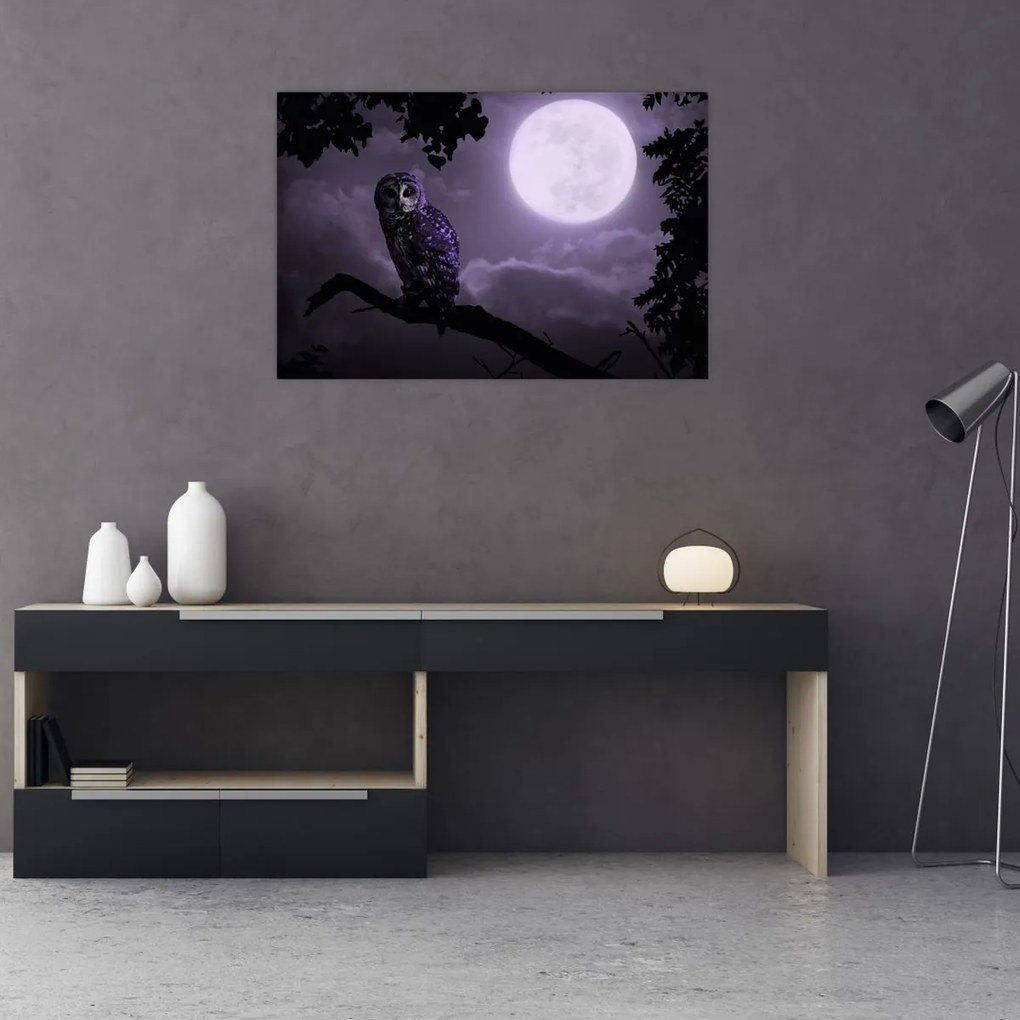 Tablou - Bufniță de noapte, violet (90x60 cm)