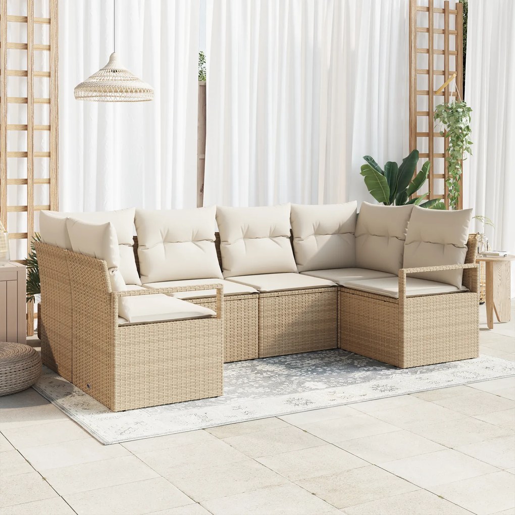 vidaXL Set de canapele pentru grădină 6 pcs Bej Rattan poli